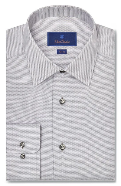 David Donahue Slim Fit Micro Dobby Cotton Dress Shirt In White/ Pearl