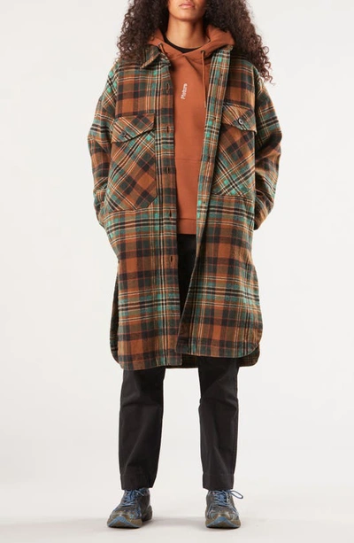 Picture Organic Clothing Sotola Plaid Recycled Cotton Fleece Coat In Camel Plaid