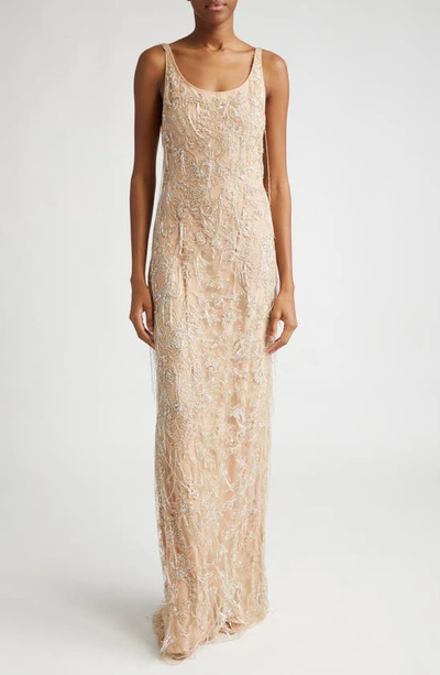 Jason Wu Collection Beaded Gown In Silver