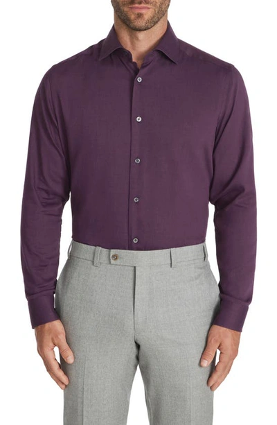 Jack Victor Aurelio Cotton & Silk Blend Dress Shirt In Plum