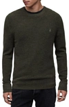 Allsaints Ivar Slim Fit Crewneck Wool Sweater In Rye Grass