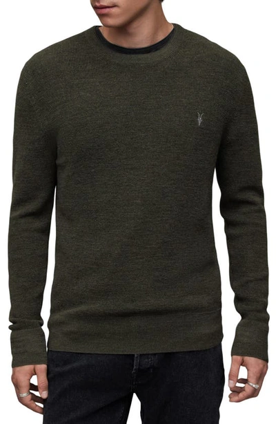 Allsaints Ivar Slim Fit Crewneck Wool Sweater In Rye Grass