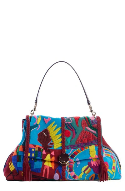 Chloé Medium Penelope Flap Embroidered Suede Shoulder Bag In Multicolor 1 9ca