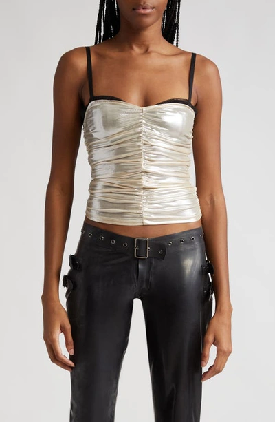 Miaou Renzo Ruched Tube Top In Metallica