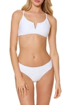 Red Carter Textured Hipster Bikini Bottoms In White