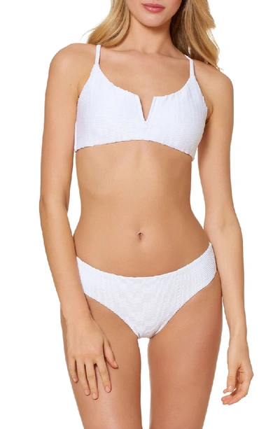 Red Carter Textured Hipster Bikini Bottoms In White