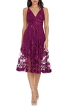 Dress The Population Audrey Embroidered Fit & Flare Dress In Pink