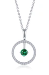 Lafonn Simulated Diamond Lab-created Birthstone Reversible Pendant Necklace In Green/ May