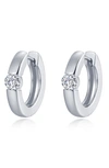 Lafonn Simulated Diamond Huggie Hoop Earrings In Platinum/ White