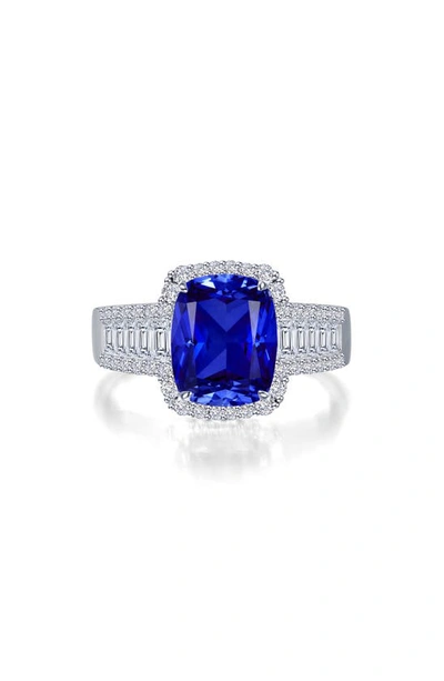Lafonn Fancy Lab Created Sapphire & Simulated Diamond Halo Ring In Blue