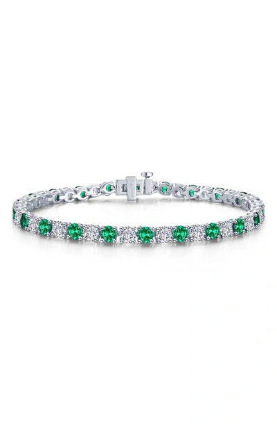Lafonn Simulated Emerald & Simulated Diamond Tennis Bracelet In Green