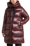 Save The Duck Isabel Insulated Puffer Coat In Burgundy Black