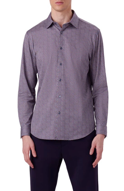 Bugatchi James Ooohcotton® Coin Dot Print Button-up Shirt In Purple/ Burgundy