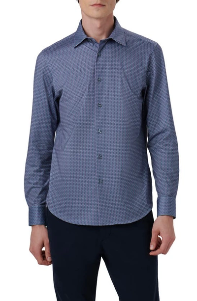 Bugatchi James Ooohcotton® Basketweave Print Button-up Shirt In Orchid