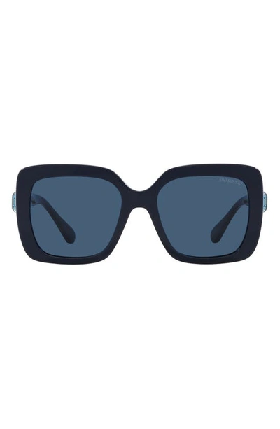 Swarovski 55mm Square Sunglasses In Opal Blue