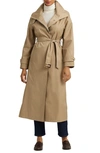 Ralph Lauren Stand Collar Trench Coat In Sand