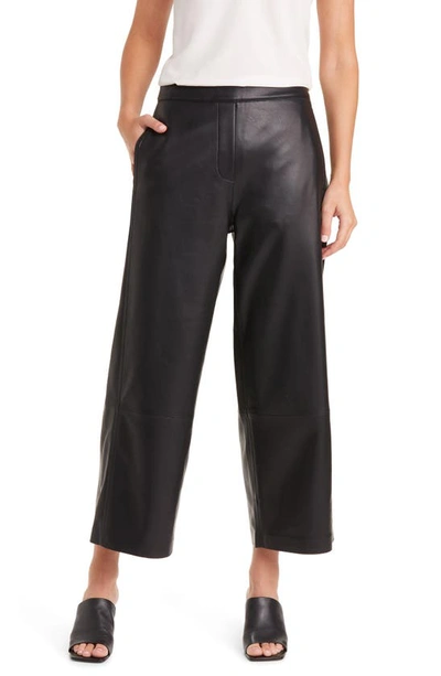 Kobi Halperin Bernie Faux Leather Wide Leg Crop Pants In Black