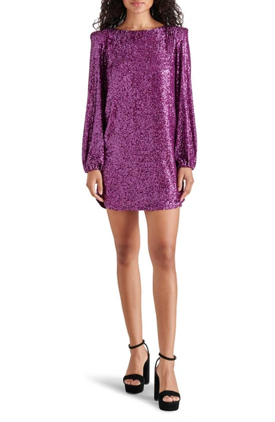 Steve Madden Bb Dakota By  Long Sleeve Sequin Dress In Purple