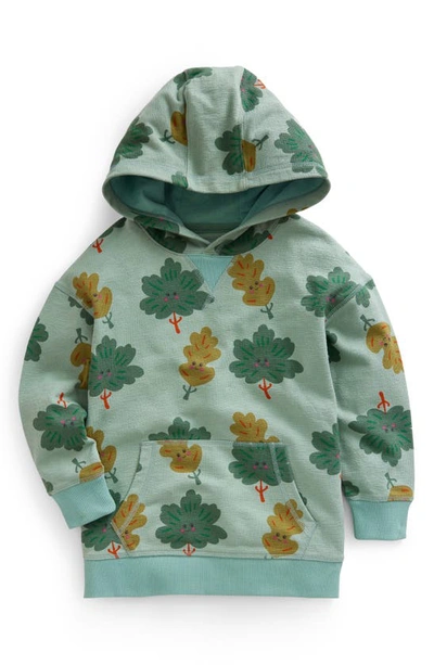 Mini Boden Kids' Green Tree French Terry Graphic Hoodie In Green Trees