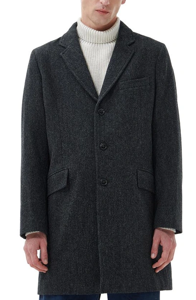 Barbour Harrow Wool Coat In Charcoal
