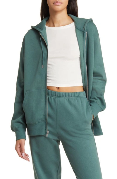 Bp. Oversize Organic Cotton Blend Zip-up Hoodie In Green Pine