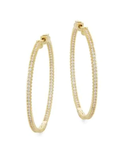 Saks Fifth Avenue Crystal-embellished Hoop Earrings 2" In Gold
