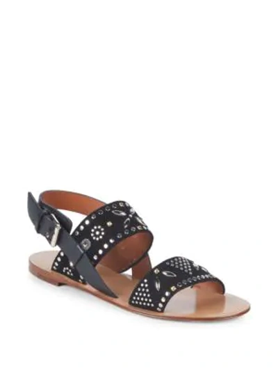 Valentino Garavani Embellished Leather Sandals In Black