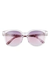 Tom Ford Olivia 54mm Gradient Round Sunglasses In Clear Violet