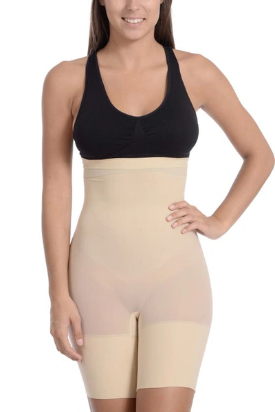 Body Beautiful Seamless High-waisted Shaping Boy Shorts In Nude