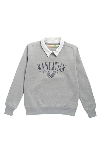 Vintage Havana Kids' Manhattan Collared Sweatshirt In Grey
