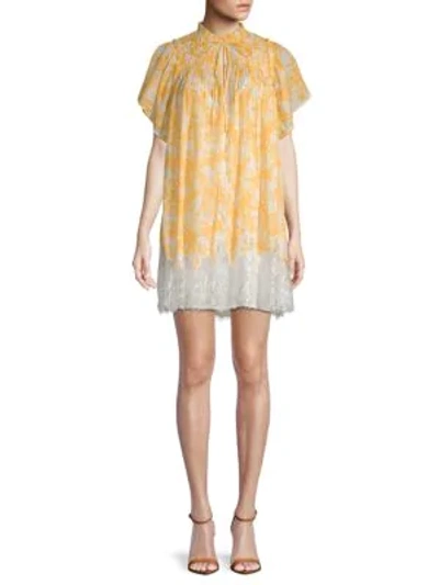 Free People Marigold Lace-hem Cotton Shift Dress
