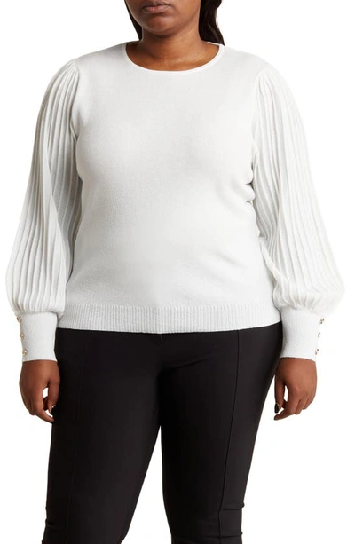 Nanette Lepore Lurex Rib Knit Sweater In White