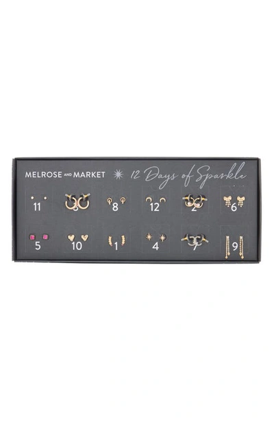 Melrose And Market 12 Days Of Sparkle Love Earrings Set In Gold