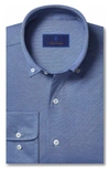 David Donahue Regular Fit Oxford Knit Dress Shirt In Navy/ Sky