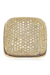 Suzy Levian 14k Yellow Gold Plated Sterling Silver Halo Chocolate Cz Square Ring In White