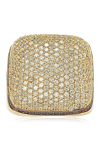 Suzy Levian 14k Yellow Gold Plated Sterling Silver Halo Chocolate Cz Square Ring In White