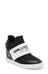Karl Lagerfeld Charsi Wedge Sneaker In Black/ Bright White