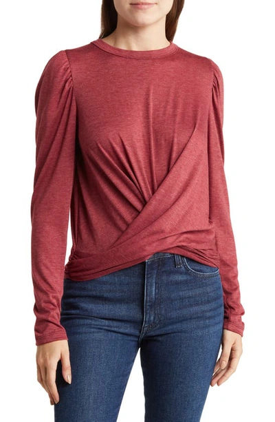 Renee C Front Twist Sweater In Burgundy