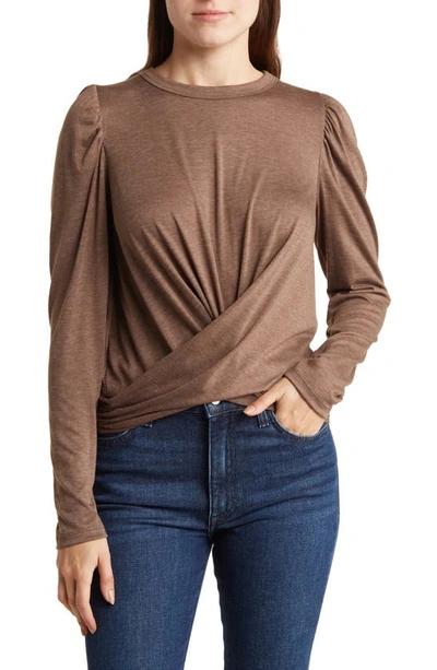 Renee C Front Twist Sweater In Mocha