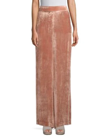 Alice And Olivia Racquel Velvet Wide-leg Pants In Rose Tan