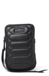 Aimee Kestenberg Capri Quilted Leather Crossbody Phone Bag In Black W/ Shiny Black