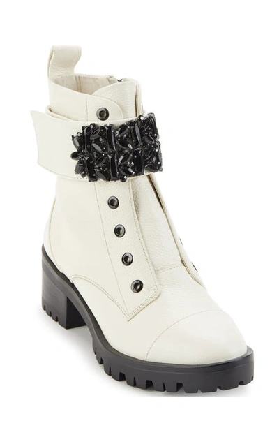 Karl Lagerfeld Pippa Crystal Embellished Platform Boot In Bone