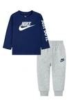 Nike Babies' Futura Long Sleeve Tee & Joggers Set In Dark Grey Heather