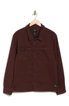 Union Lounge Twill Knit Shirt Jacket In Dark Oxblood