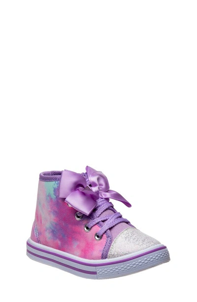 Laura Ashley Kids' Tie Dye Bow High Top Sneaker In Purple
