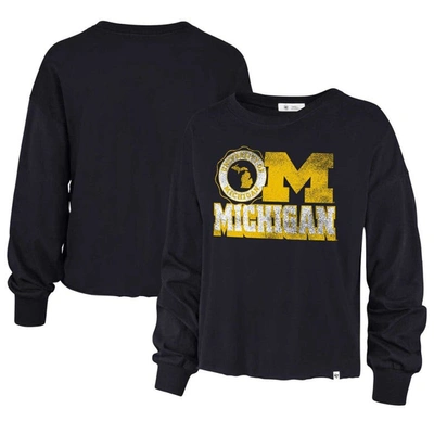 47 ' Navy Michigan Wolverines Bottom Line Parkway Long Sleeve High Waist T-shirt