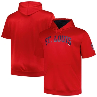 Profile Men's  Red St. Louis Cardinals Big And Tall Contrast Short Sleeve Pullover Hoodie