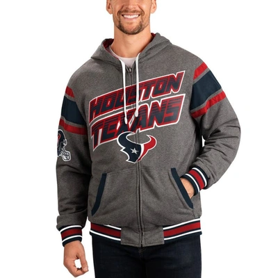 G-iii Sports By Carl Banks Navy/gray Houston Texans Extreme Full Back Reversible Hoodie Full-zip Jac In Navy,gray