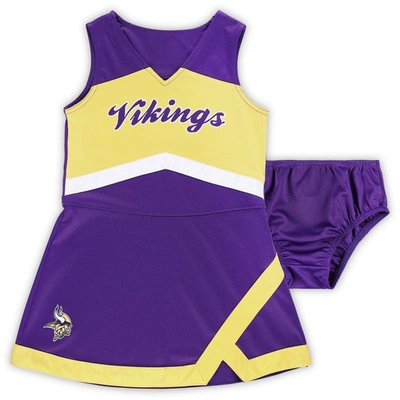 Outerstuff Kids' Girls Preschool Purple Minnesota Vikings Two-piece Cheer Captain Jumper Dress With Bloomers Set