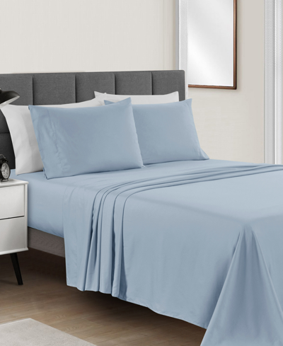 Sunham Microfiber Solid 4-pc. Sheet Set, California King In Light Blue